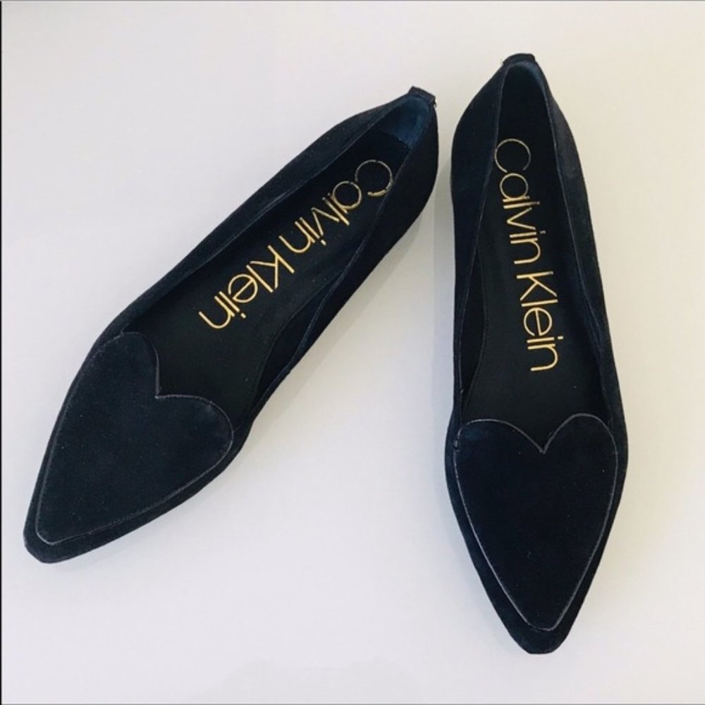 Calvin Klein Black Suede Heart Front Flats 6